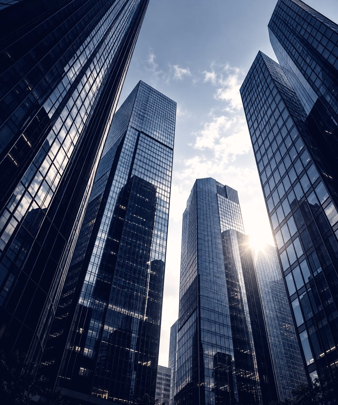 Glass towers in a financial district